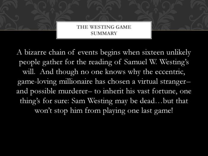 Westing game chapter summary nursing shmoop theory