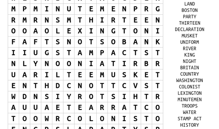 French and indian war word search answer key