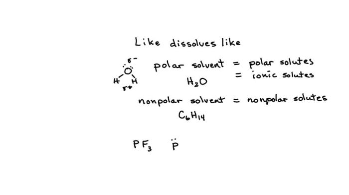 For each solute identify the better solvent water or hexane