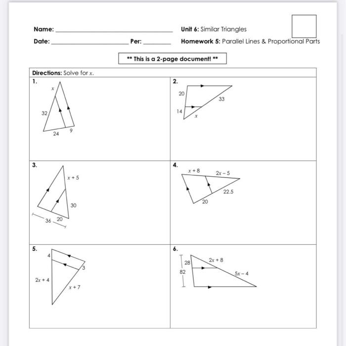 Unit 6 similar triangles homework 5 answer key